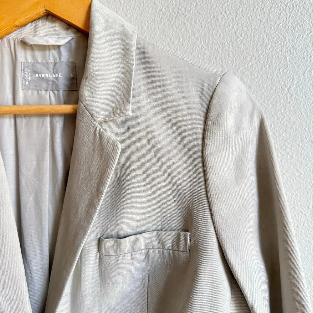Everlane Khaki The Oversized Blazer In Linen Blend Size 2